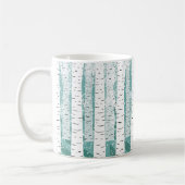 樺の木の木の雪の雪の冬の森ストライプの地 コーヒーマグカップ (左)