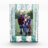 樺の木の木の雪の雪の冬の森ストライプの地 フォトブロック (正面)