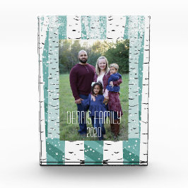 樺の木の木の雪の雪の冬の森ストライプの地 フォトブロック