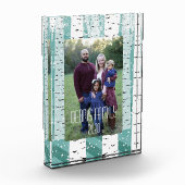 樺の木の木の雪の雪の冬の森ストライプの地 フォトブロック (左)