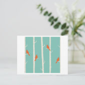 樺の木の木の鳥（水色/緑） ポストカード (スタンド正面)