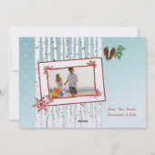 樺の木の木飛んでいると鳥の赤メリークリスマス シーズンカード (裏面)