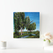 樺の木の木 スクエア壁時計 (ホーム)