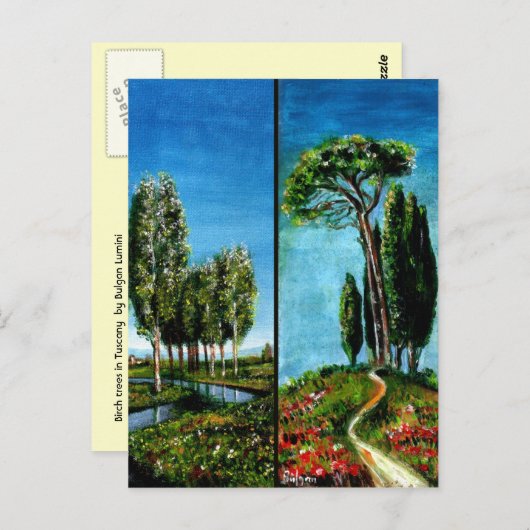 樺の木の木、ヒノキ、トスカーナの地中海の松 ポストカード (正面/裏面)