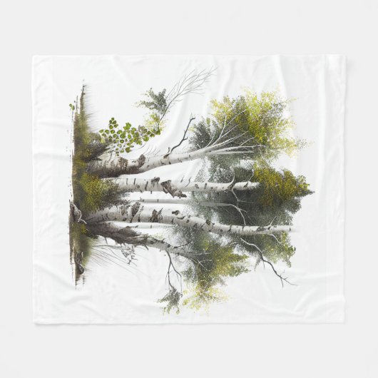 樺の木の木、北アイルランド樺の木 フリースブランケット (正面(横))