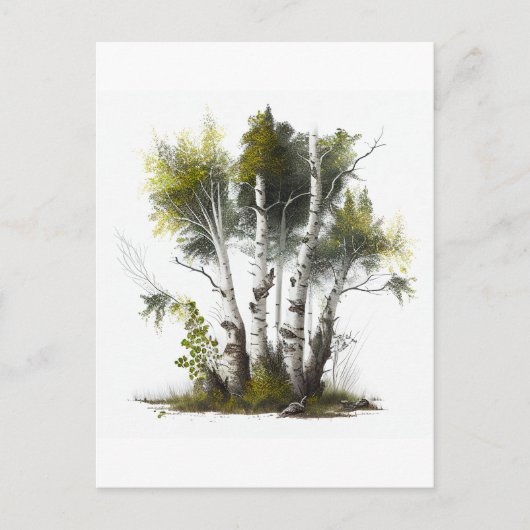 樺の木の木、北アイルランド樺の木 ポストカード (正面)