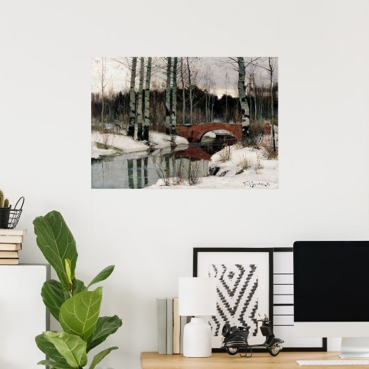 樺の木の森の冬のレプリカ絵画のポスター ポスター (ホームオフィス)