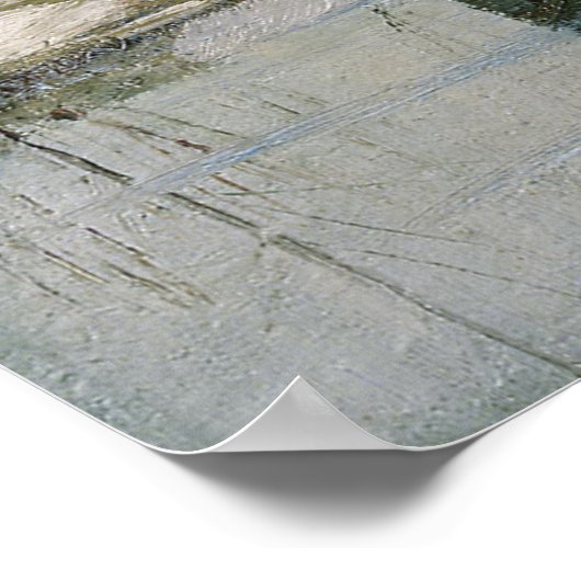 樺の木の森の冬のレプリカ絵画のポスター ポスター (角)