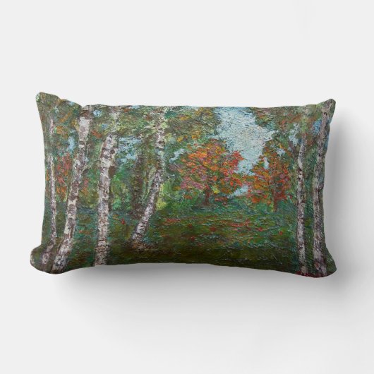 樺の木の森の木（キモン・ロギ） ランバークッション (正面)