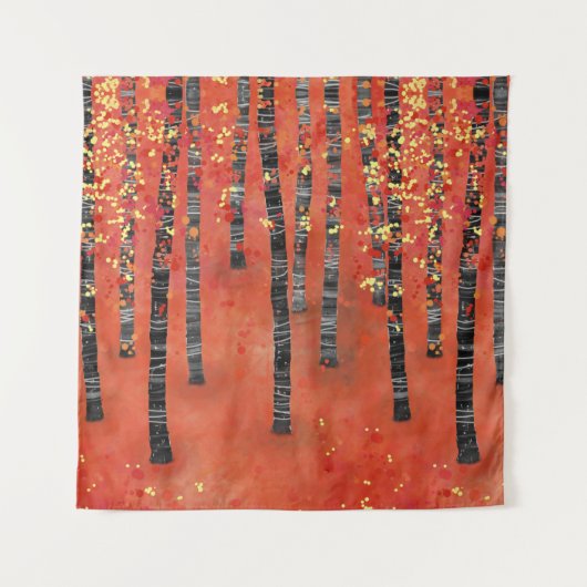 樺の木の森の風景 タペストリー (正面)