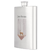 樺の木の森の鹿/パーソナライズされた名前 フラスク (左)