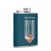 樺の木の森の鹿/パーソナライズされた名前 フラスク (右)