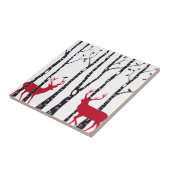 樺の木の森林のアカシカ タイル (側面)