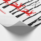 樺の木の森林のサンタ ラッピングペーパー (角)