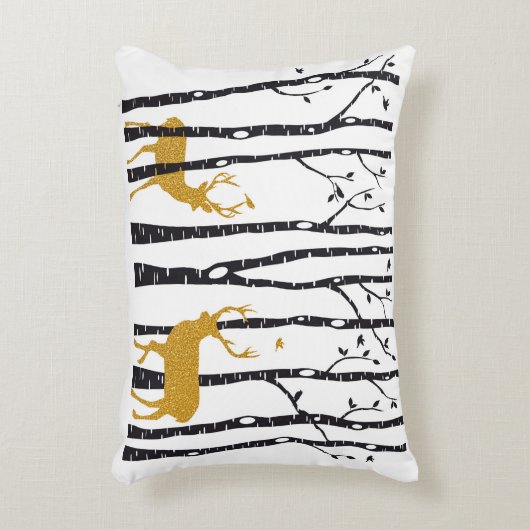 樺の木の森林のトナカイ アクセントクッション (正面(垂直))