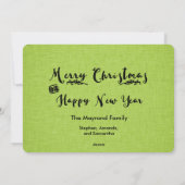 樺の木の森林シカの緑のリネン休日の写真カード シーズンカード (裏面)