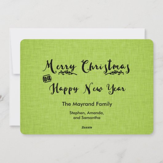 樺の木の森林シカの緑のリネン休日の写真カード シーズンカード (裏面)