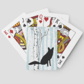 樺の木の森林トランプのキツネ トランプ (裏面)