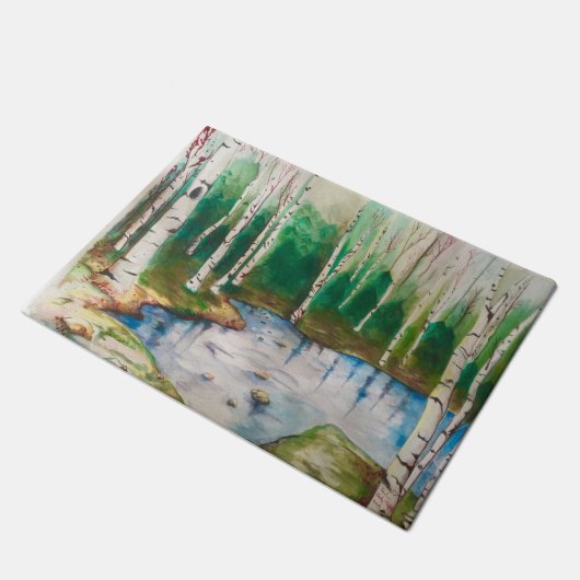 樺の木の森林ドア・マット ドアマット (アングル)