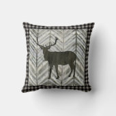 樺の木の森林ロッジのオオシカのシェブロンのバッファローの格子縞 クッション (裏面)