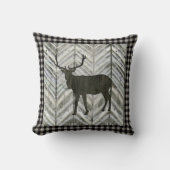 樺の木の森林ロッジのオオシカのシェブロンのバッファローの格子縞 クッション (正面)