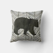 樺の木の森林ロッジのツキノワグマのシェブロンの喜ばしい徴候 クッション (裏面)