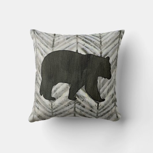 樺の木の森林ロッジのツキノワグマのシェブロンの喜ばしい徴候 クッション (裏面)