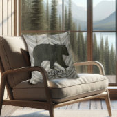 樺の木の森林ロッジのツキノワグマのシェブロンの喜ばしい徴候 クッション