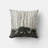 樺の木の森林ロッジの小熊の樵の格子縞の点検 クッション (正面)