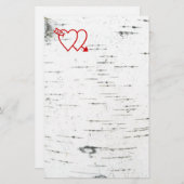 樺の木の樹皮に2つのハート 便箋 (正面/裏面)