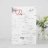 樺の木の樹皮に2つのハート 便箋 (スタンド正面)