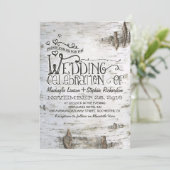 樺の木の樹皮の素朴な田舎の結婚式の招待状 招待状 (スタンド正面)