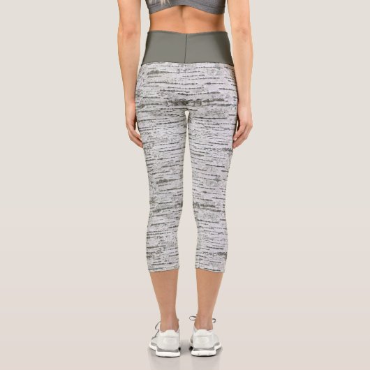 樺の木の白と灰色のパターン カプリレギンス (裏面)