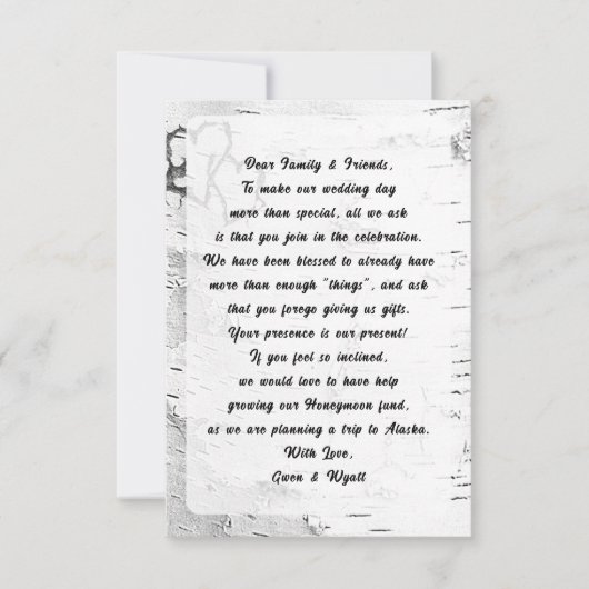 樺の木の皮の願い事の井戸の結婚式のカード 招待状 (正面)