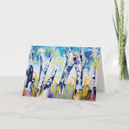 樺の木の直感の~ W/Colorの空白のな挨拶状 カード (正面)