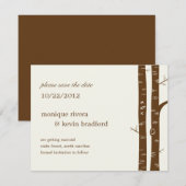 樺の木の結婚式延期のお知らせ - アーモンド セーブザデート (正面/裏面)