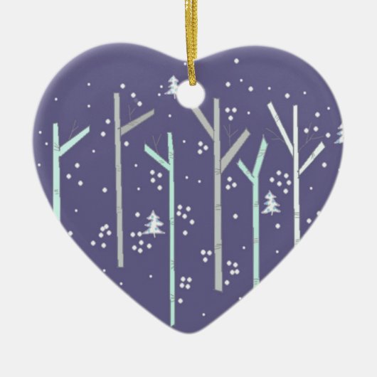 樺の木の落雪 セラミックオーナメント (正面)