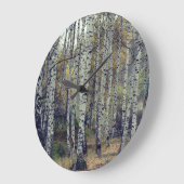 樺の木のForrestの秋の写真の円形の柱時計 ラージ壁時計 (傾斜)