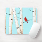 樺の木を持つ(鳥)ショウジョウコウカンチョウ マウスパッド (マウス)