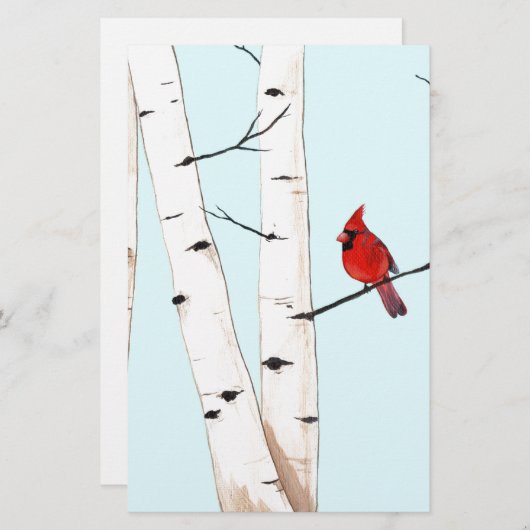 樺の木を持つ(鳥)ショウジョウコウカンチョウ 便箋 (正面/裏面)