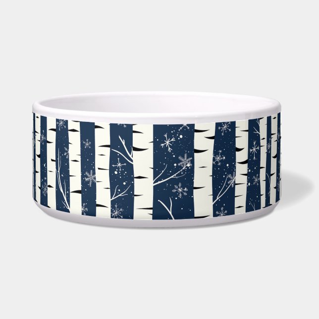 樺の木ウィンターワンダーランドパターン ボウル (正面)