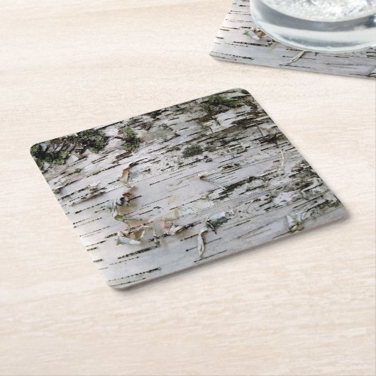 樺の木ウッドコースター001 スクエアペーパーコースター (アングル)
