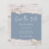 樺の木ウッドダストブルーウェディング日付を保存 (正面/裏面)