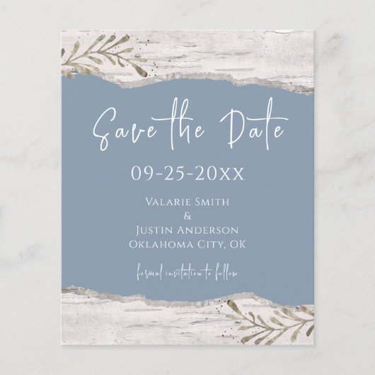 樺の木ウッドダストブルーウェディング日付を保存 (正面)