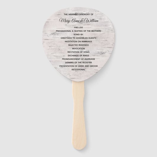 樺の木ウッドバークプリント2結婚式 プログラムファン ハンドファン (正面)