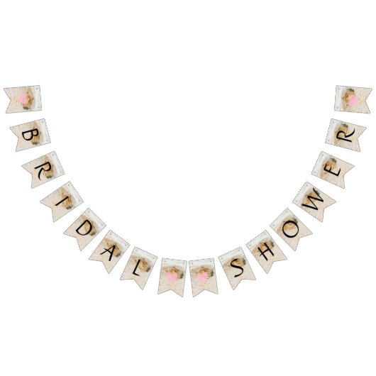 樺の木ウッド素朴ハートブラウンブライダルシャワーデコール バンティングフラッグ (全)