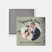 樺の木ウッド結婚サンキューフォトマグネット マグネット (正面/裏面)