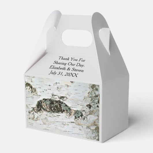 樺の木ウッド自然結婚式の引き出物ボックス フェイバーボックス (正面サイド)