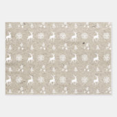 樺の木クラフト紙モダンクリスマスツリー&トナカイ ラッピングペーパーシート (正面)