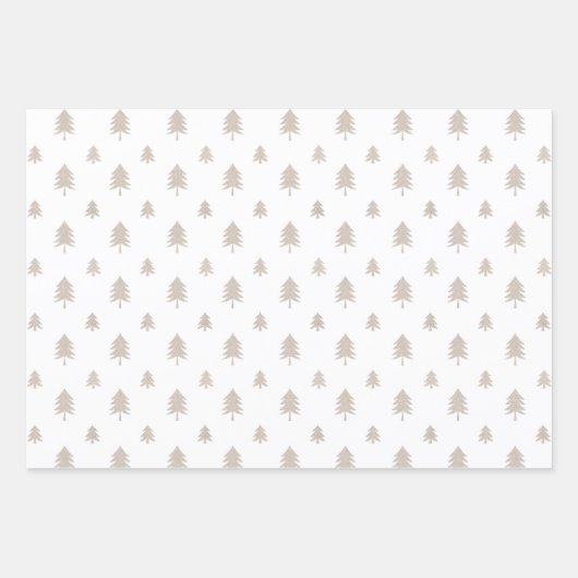 樺の木クラフト紙モダンクリスマスツリー&トナカイ ラッピングペーパーシート (正面3)